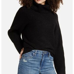 Leith NWT Size Small Black Dolman Alpaca Blend Turtleneck Sweater Ribbed